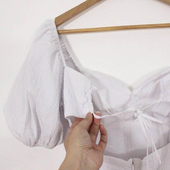 GUESS Womens White Short Sleeve Charlotte Tie Back Mini Dress - Picture 16 of 16